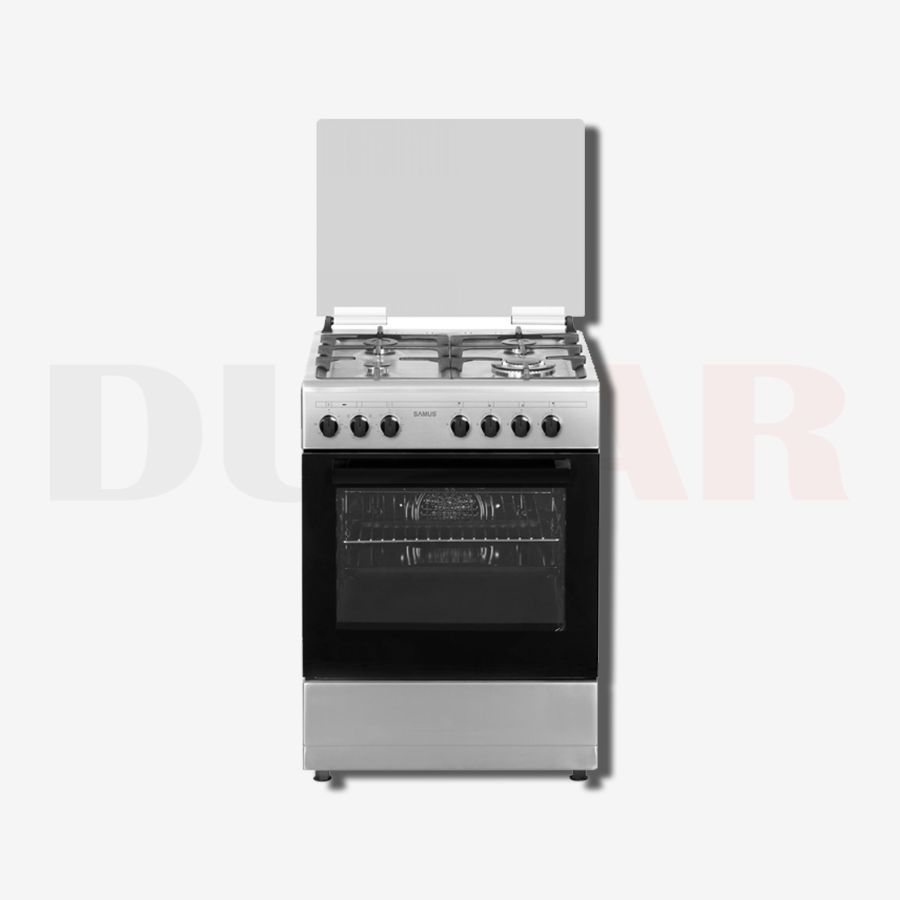 Aragaz Samus SM662AENS, 4 Arzătoare Gaz, Cuptor electric, 56L, 7 Funcții, Inox Aragaz Samus SM662AENS, 4 Arzătoare Gaz, Cuptor electric, 56L, 7 Funcții, Inox