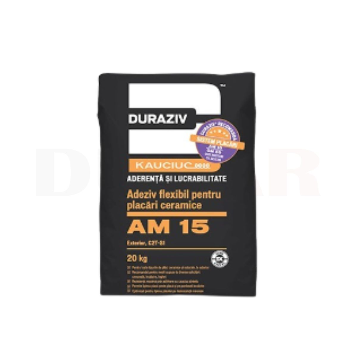 Adeziv DURAZIV AM 15 pentru placări ceramice interior/exterior 20KG Adeziv DURAZIV AM 15 pentru placări ceramice interior/exterior 20KG DUMAR