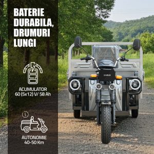 Triciclu cargo electric TEXAS 170/130-12T1500 60V58Ah pentru transport marfă
